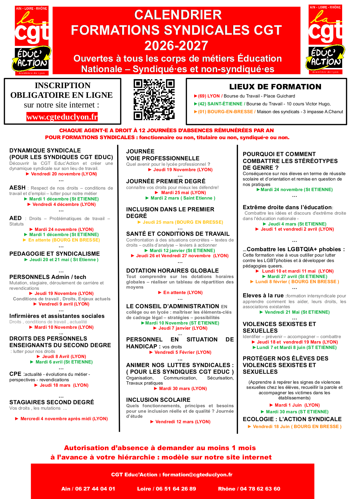 logo Formations syndicales 2026-2027