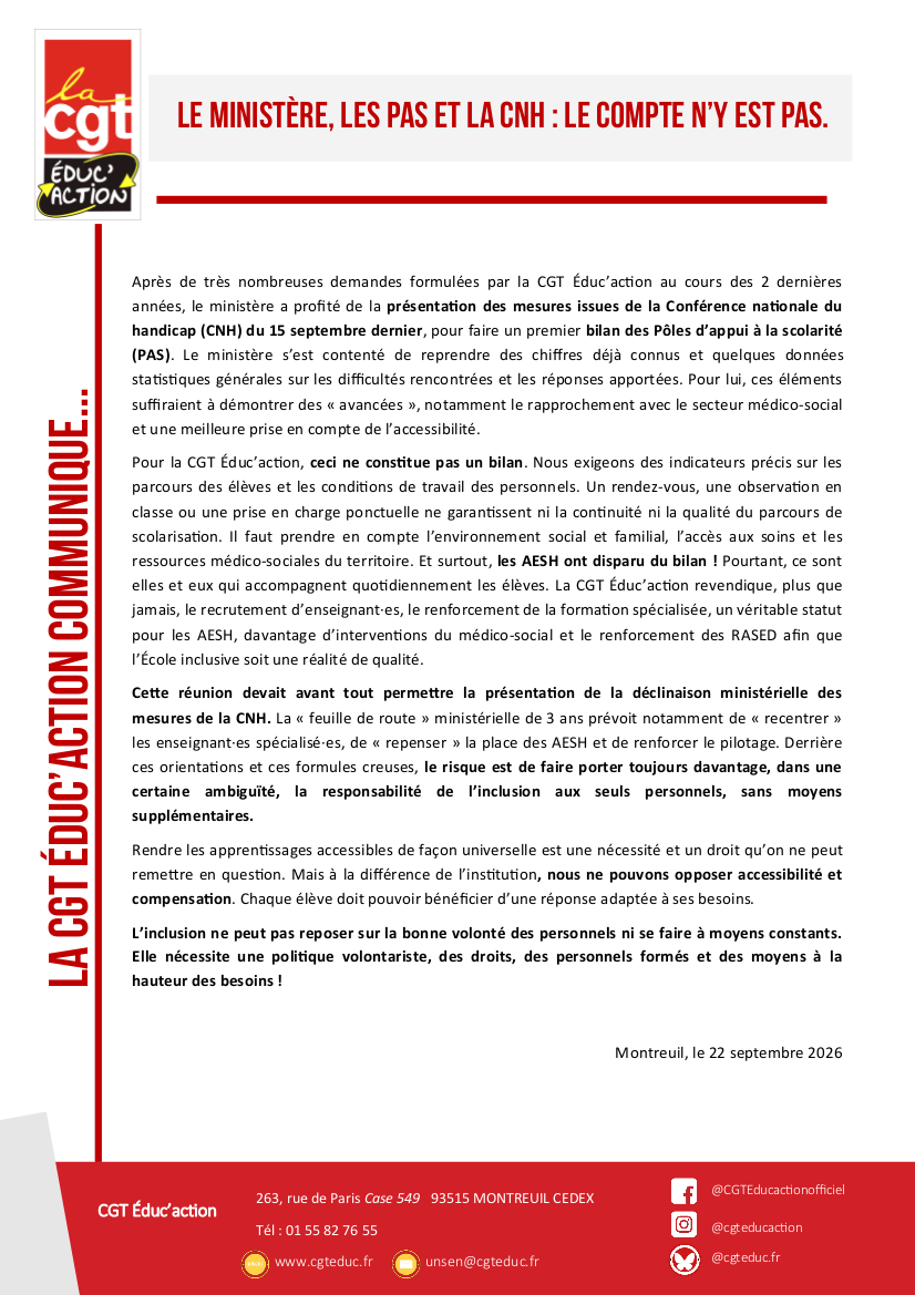 logo Le ministère, les PAS et la CNH : le compte n'y est pas